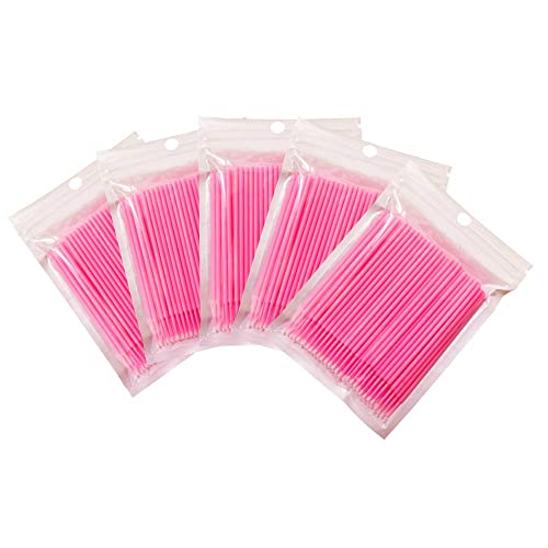 Book Cover Quewel 500 Pcs Disposable Micro Applicator Brush for Makeup Beauty Dental Brush for Oral 8 Colors 3 Size(2.5mm,2mm,1.5mm) (Pink,2mm)
