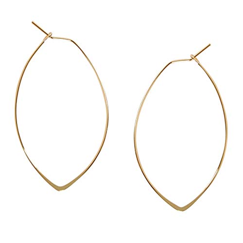 Book Cover Marquise Threader Big Hoop Earrings - Lightweight Oval Leaf Statement Drop Dangles, Safe for Sensitive Ears - Plated in 925 Sterling Silver or 18k Gold, by Humble Chic NY