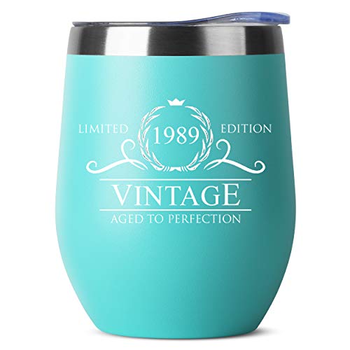 Book Cover 1989 31st Birthday Gifts for Women or Men - Vintage Aged to Perfection Stainless Steel Tumbler -12 oz Mint Tumblers w/ Lid - Funny Anniversary Gift Ideas for Him, Her, Husband or Wife. Insulated Cups