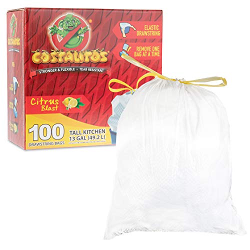 Book Cover Trash Bags 13 Gallon - Tall Kitchen Trash Bags for Home Cleaning | Resistant Garbage Bags | 100 Count - by Costalitos