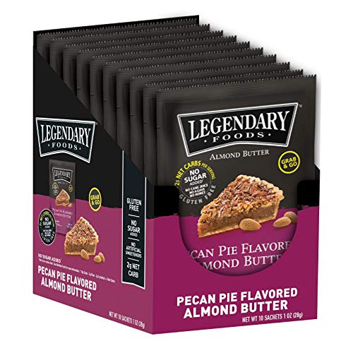 Book Cover Legendary Foods Almond Butter | Keto Snacks & Fat Bombs, Low Carb, No Sugar Added, Vegan | Pecan Pie (1oz Squeeze Packets, Pack of 10)