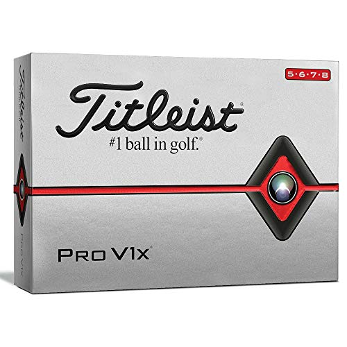 Book Cover Titleist Pro V1x Golf Balls, White, High Play Numbers (5-8), One Dozen