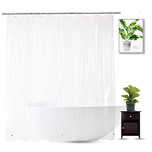 Book Cover Extra Wide Shower Curtain Liner 96x72, Heavy Duty Vinyl Clear Shower Liner for Bathroom, 96 x 72 Inch