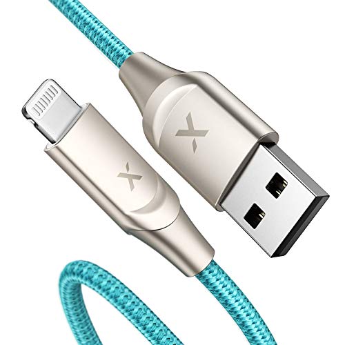 Book Cover Xcentz iPhone Charger 6ft, Apple MFi Certified Lightning Cable iPhone Charger Cable Metal Connector, Durable Braided Nylon High-Speed Charging Cord for iPhone 11/X/XS Ma/XR/8 Plus/7/6/5, iPad, Blue