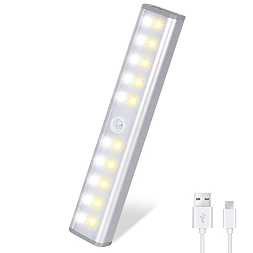 Book Cover Zeutch Homelife Motion Sensor Magnetic LED lights for Closet Wireless Rechargeable, Stick on Anywhere for /Wardrobe/Drawer/Cupboard,White Light,2 Pack