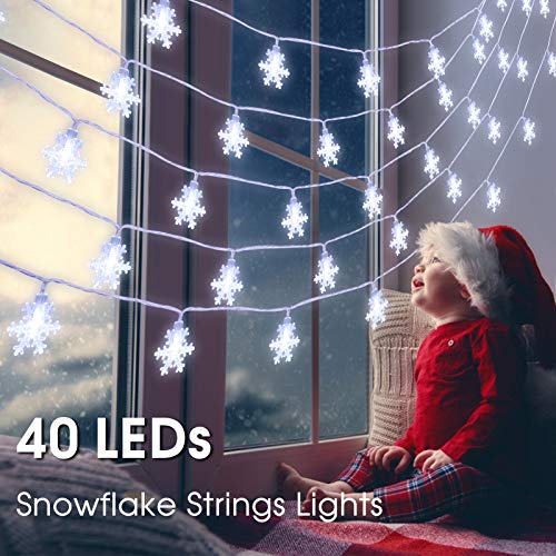 Book Cover B bangcool Snowflake String Lights Christmas 32ft Snowflake Christmas Lights Waterproof Decorations Outdoor Snowflake Lights Decor for Indoor Birthday, Halloween, Thanksgiving, Xmas