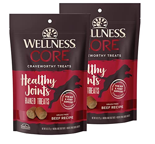 Book Cover Wellness Core Healthy Joints Grain Free Beef Recipe Dog Treats, 8-Ounce Bag (Pack of 2)