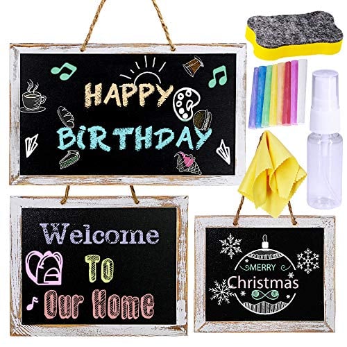 Book Cover 3 Pack 3 Size Chalkboard Signs Framed Chalkboard Easel Chalkboard Menu Chalkboard First Day of School Chalkboard Hanging Chalkboard Sign Rustic Decorative Wedding Wood Chalkboards Signs