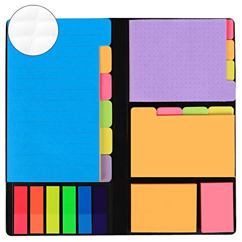 Book Cover JARLINK 578-in-1 Divider Sticky Notes Set, Super Sticky Page Markers Prioritize with Color Coding, 60 Ruled, 40 Dotted, 40 Blank, 60 Orange and Pink, 150 Index Tabs and 168 Labels