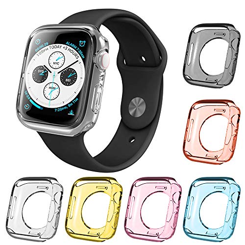 Book Cover AFUNTA 6 Pcs Watch Screen Protective Case Compatible Apple Watch Series 5 Series 4, 40mm All Around TPU Bumper Waterproof Cover Compatible New iWatch Series 5 4 Ã¢â‚¬â€œ 6 Colors