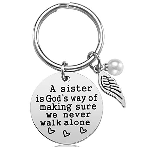 Book Cover Sister Gift from Sister - A Sister is God's Way of Making Sure We Never Walk Alone Sister Keychain Sister Jewelry Christmas Birthday Gifts for Sisters
