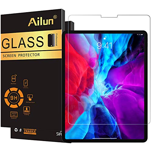 Book Cover Ailun Screen Protector Compatible iPad Pro 12.9 Inch Display [2021&2020 & 2018 release] 1Pack 2.5D Tempered Glass Apple Pencil Compatible Anti Scratch Case Friendly