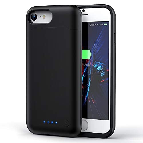 Book Cover Battery Case for iPhone 6/7/8, [Upgraded] 6000mAh Rechargeable Portable Charger Case Extended Battery Pack for iPhone 6/7/8 (4.7 inch)Protective Power Charging Case-Black
