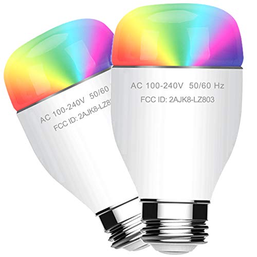 Book Cover Smart Light Bulb Wi-Fi Color LED Light Work with Alexa & Google Home, Dimmable Multicolored 60W Equivalent RGBW Color Mode, No Hub Required, A19 E26 / E27 Base Type, 7W, 2PCS