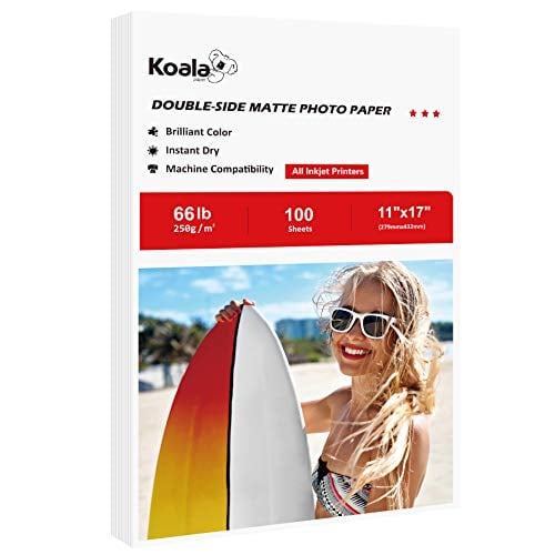Book Cover Koala Photo Paper 11x17 Inches Heavyweight Double Side Matte 100 Sheets 250gsm Compatible with Inkjet Printer