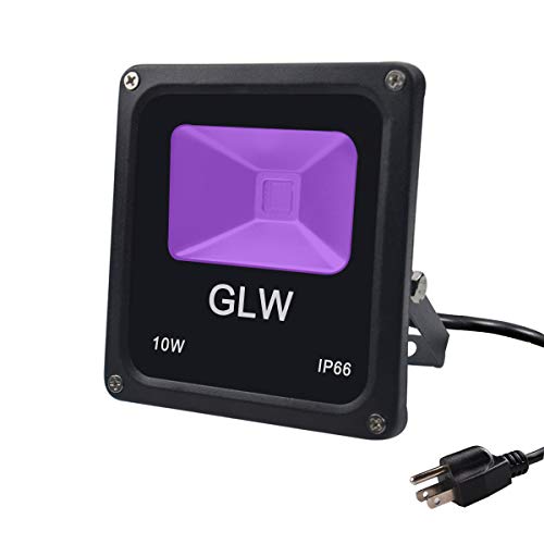 Book Cover GLW UV LED Black Light,10W Ultraviolet Blacklight 110V IP66 Waterproof UV Flood Light,Suitable for DJ Disco Nightclub Party Stage Lighting, Fishing, Curing (with US Plug)