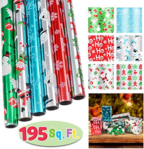 Book Cover 6 Rolls Foil Wrapping Paper Set (30