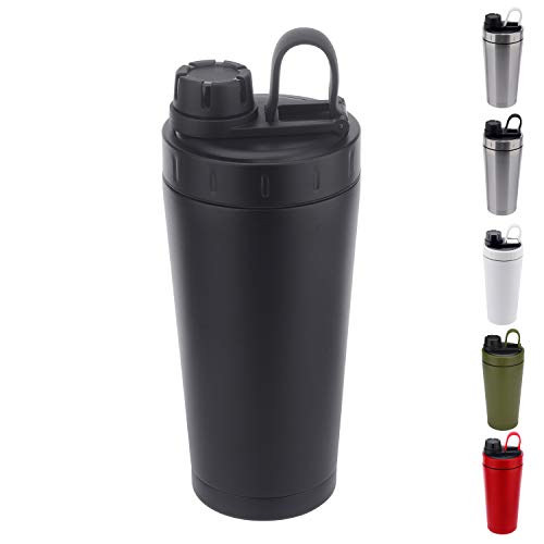 Book Cover Stainless Steel Protein Shaker Bottle Insulated Keeps Hot/Cold Dishwasher Safe/Double Wall/Odor Resistant/Sweatproof/Leakproof/BPA Free 20 oz (Black)