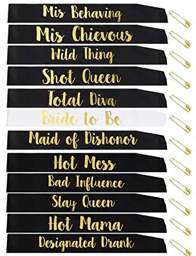 Book Cover Gemich Bride to be sash/Bridesmaid sash(12 Pack), Team Bride sash,Bachelorette sash Set for Bridesmaids,Maid of Honor, Bridal Shower and Hen Party Decorations, Favors,Accessories and Supplies
