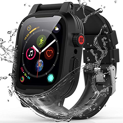 Book Cover ShellBox YOGRE IP68 Waterproof Watch Case for 42MM, Full Sealed Waterproof iWatch Case with Anti-Scratch Screen Protector for 42mm iWatch Series 3 and 2, Package with 2 Soft Silicone Watch Band