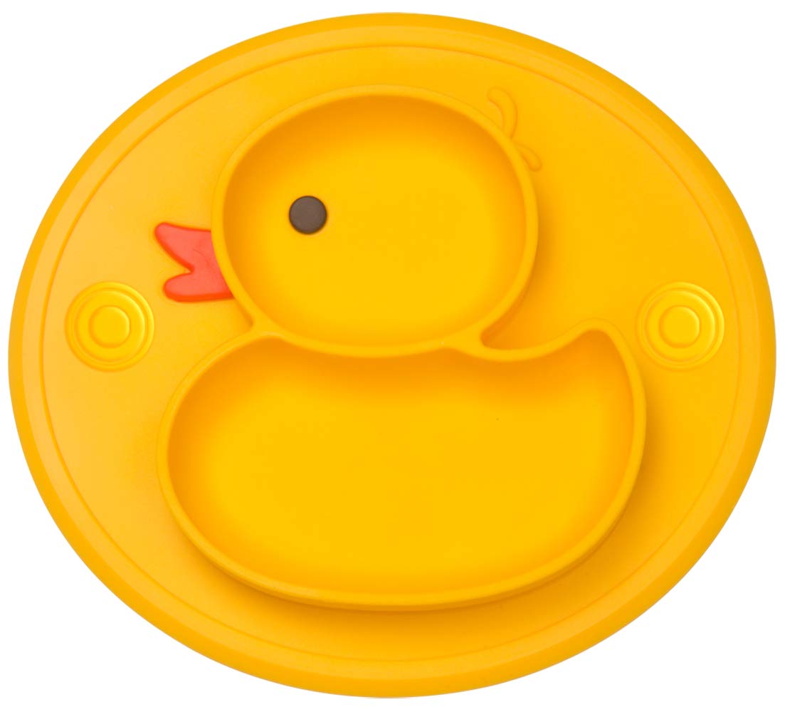 Book Cover Qshare Toddler Plate, Portable Baby Plates for Toddlers and Kids, BPA-Free Strong Suction Plates for Toddlers, Dishwasher & Microwave Safe Silicone Placemat 9x6x1.4 inch 1-yellow