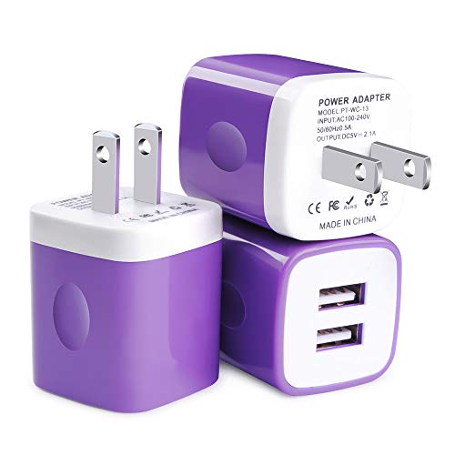 Book Cover USB Wall Charger, Charger Box, FiveBox 3Pack Dual Port 2.1A Wall Charger Power Adapter Charging Brick Block Compatible iPhone Xs Max/XR/X/8/7, iPad, Samsung Galaxy S9 S8 S7 S6 Note 9 8, Android, LG