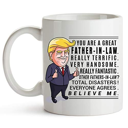 Book Cover YouNique Designs Father in Law Coffee Mug, 11 Ounces, Funny Trump Mug, Father-in-law Cup from Daughter in Law