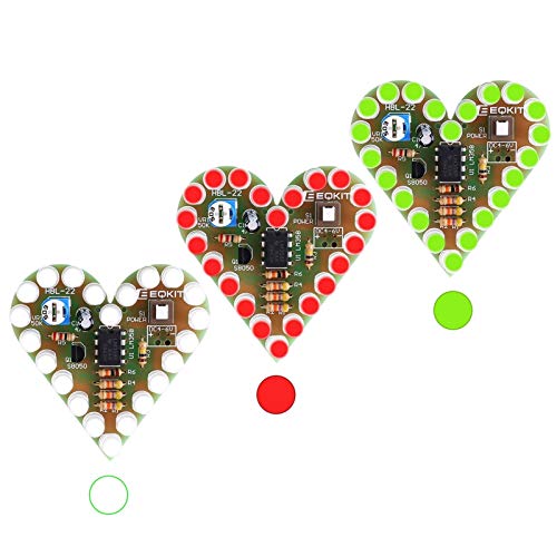 Book Cover MiOYOOW 3-Set Heart Shape LED Flashing Light DIY Kit with PCB DC 4-6V Red Green White Color for Soldering Kit Practice Learning Electronics