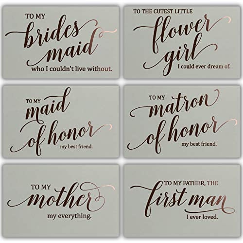 Book Cover Wedding Party Thank You Cards - Rose Gold Foil Stamped Letterpress - 13 Cards + Envelopes Included for Bridal Party