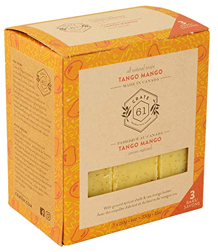 Book Cover Crate 61, Vegan Natural Bar Soap, Tango Mango, 3 Pack, Handmade Soap With Premium Essential Oils, Cold Pressed Face And Body Bar Soap For Men And Women (4 oz, 3 Bars) Tango Mango 3 Pack