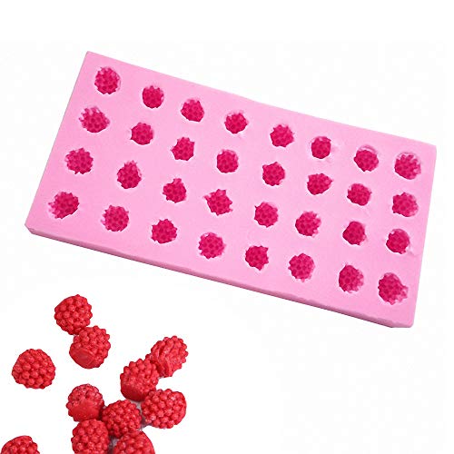 Book Cover Fewo 32-Cavity 3D Raspberry Silicone Mold for Fondant Chocolate Candy Gum Paste Polymer Clay Resin Kitchen Baking Sugar Craft Cake Cupcake Decorating Tools