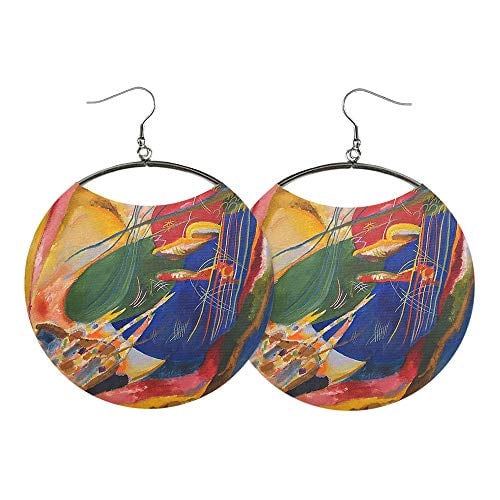 Book Cover Kandinsky Statement Earrings for Women by Spirit Hoops, Fabric, Lightweight Drop and Dangle Stainless Steel Hoop Earrings for Women Fashion, Artsy