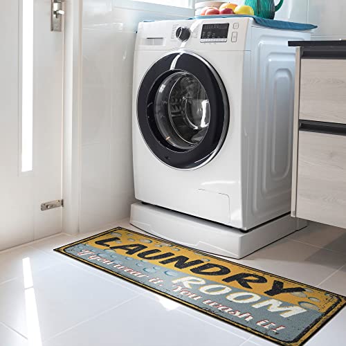 Book Cover Machine Washable Bubbles Design Laundry Room Rug Non-Slip Rubberback 2x5 Laundry Runner Rug for Laundry Room, Bathroom, Washroom, 20