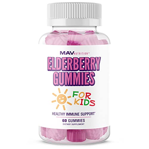 Book Cover MAV Nutrition Elderberry Gummies for Kids 150mg with Vitamin C & Zinc for Healthy Immune Support | Designed for Ultimate Health & Wellness, NO Gluten, Non-GMO, Natural Flavors, 60 Gummies