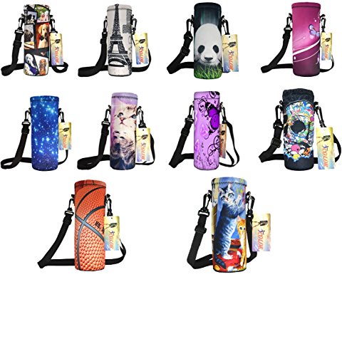 Book Cover ICOLOR 750ml Water Bottle Carrier Holder Sleeve 24oz (750 Milliliter) w/Shoulder Strap,Sling Insulated Outdoor Sports Wide Mouth Water Bottle Bag Case Pouch Cover,Fits Bottle Diameter Less 3.14