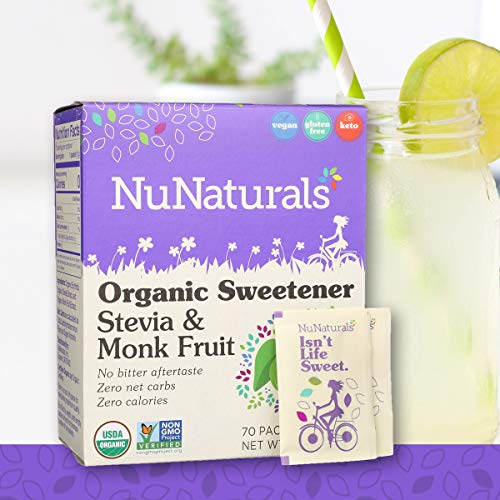 Book Cover NuNaturals Organic Sugar-Free Stevia & Monk Fruit Sweetener Packets, (70 Packets)