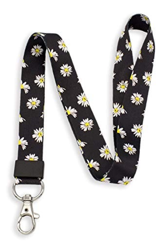 Book Cover SENLLY Daisies Neck Lanyard Strap Premium Quality with Metal Clasp, for Id Badges, Card Holder, Keychain, Cell Mobile Phone, Lightweight Items etc