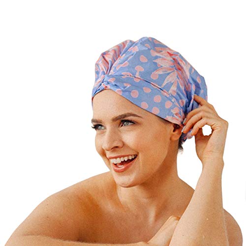 Book Cover Kitsch Luxury Shower Cap for Women - Reusable Shower Cap for Long Hair with Non Slip Silicon Grip | Waterproof Hair Cap for Shower with One Size Fits Most (Pink Floral, Kayley Melissa Collab)
