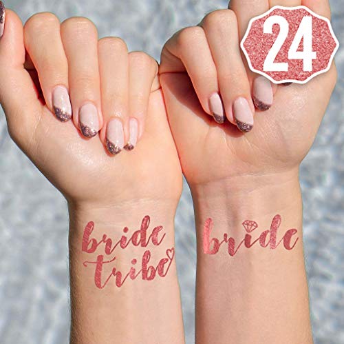 Book Cover xo, Fetti 24 Rose Gold Bride Tribe Metallic Tattoos | Bachelorette Party Decorations, Bridesmaid Gift + Bride to Be Favor