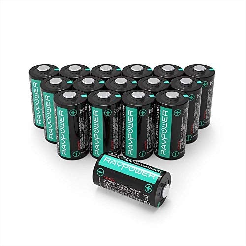 Book Cover CR123A 3V Lithium Batteries RAVPower Non-Rechargeable Battery, 1500mAh Each, 16-Pack, 10 Years of Shelf Life for Polaroid Microphones Flashlight Arlo Cameras [CAN NOT BE RECHARGED]