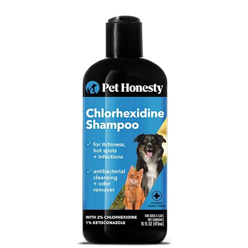 Book Cover Pet Honesty Chlorhexidine Shampoo - Ketoconazole & Aloe for Dogs & Cats - Helps Itching, Hot Spots, Irritation & Allergies, Sensitive Skin, Deodorizing Dog Shampoo, Dog Grooming Supplies - 16oz