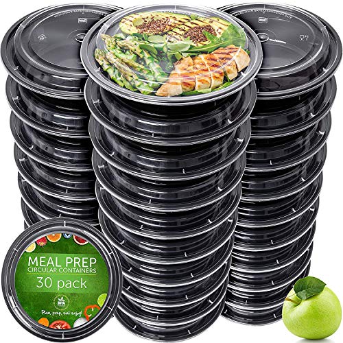 Book Cover Meal Prep Containers [30 Pack] - Reusable Plastic Containers with Lids - Disposable Food Containers Meal Prep Bowls - Plastic Food Storage Containers with Lids - Lunch Containers by Prep Naturals