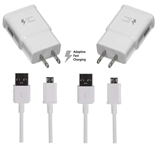 Book Cover Adaptive Fast Charger Kit, Wall Charger Apply to Samsung Galaxy S7/S7 Edge/S6/Note5, Recharger Kit Include 2 x Charging Adapter & 2 x Micro-USB Cable, Aolerx(White)