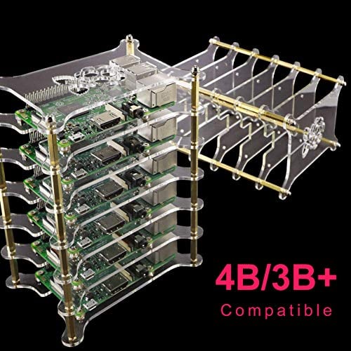 Book Cover Yahboom Raspberry Pi Cluster Case 6-Layers Acrylic Dog Bone Plate Stack Clear Case Box Enclosure Case for Raspberry Pi 4B / 3B+ / 3B / 2B / B+ (Without Raspberry Pi)