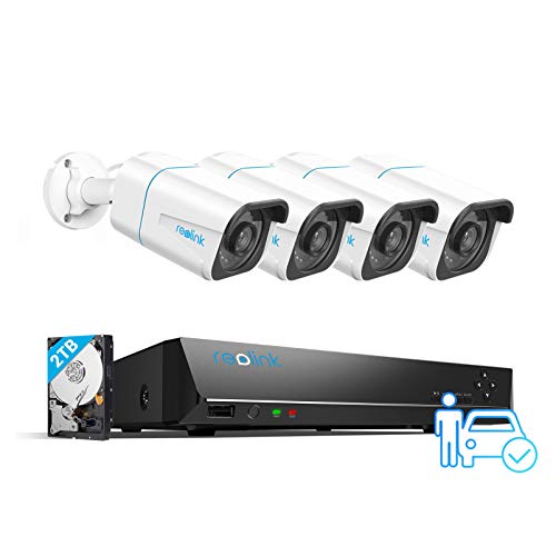 Book Cover REOLINK 4K Security Camera System, 4pcs H.265 4K PoE Security Cameras Wired with Person Vehicle Detection, 8MP/4K 8CH NVR with 2TB HDD for 24-7 Recording, RLK8-810B4-A