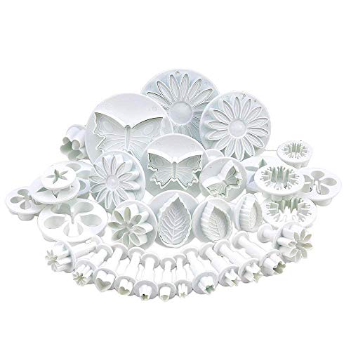 Book Cover Zuoyou 33 Piece Fondant Cake Cookie Plunger Cutter Sugarcraft Flower Leaf Butterfly Heart Shape Decorating Mold DIY Tools