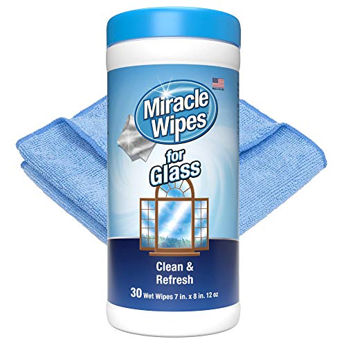 Book Cover MiracleWipes for Glass, Disposable and Streak Free Cleaning Wipes for Mirrors, Windows, Kitchen, Home, and Auto, Includes Microfiber Towel - 30 Count Kit