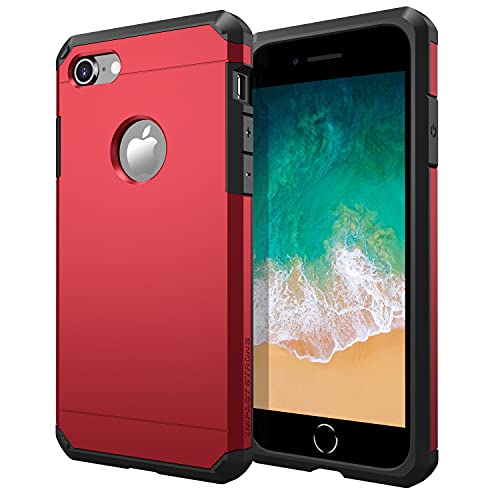 Book Cover ImpactStrong iPhone 7/8 Case, Heavy Duty Dual Layer Protection Cover Heavy Duty Case for iPhone 7/8 (Red)