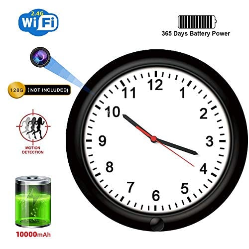 Book Cover SDETER Hidden Camera, 720P WiFi Spy Wall Clock Camera Rechargeable Battery Powered Adjustable Lens Wireless Camera Motion Detection Push Alarm Loop Recording for Home Security