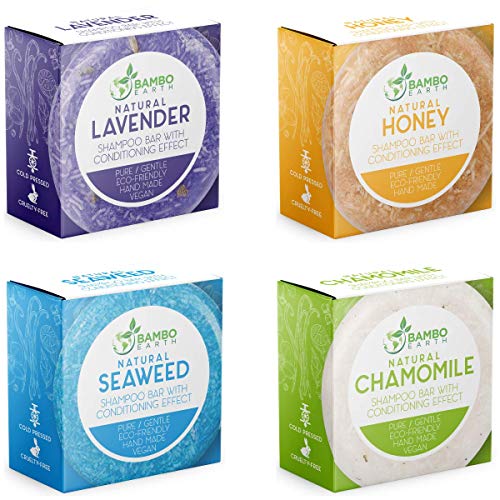 Book Cover Solid Shampoo Bar And Conditioner Effect Hair Soap – 4 Pack 100% Organic Shampoo Bars For Hair With All Natural Plant Based Essential Oils And Eco Friendly Zero Waste Biodegradable Packaging